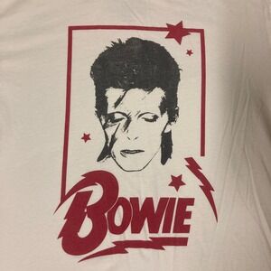 David Bowie Aladdin Sane Graphic T-Shirt Cream Red Goodie Two Sleeves Mens Large